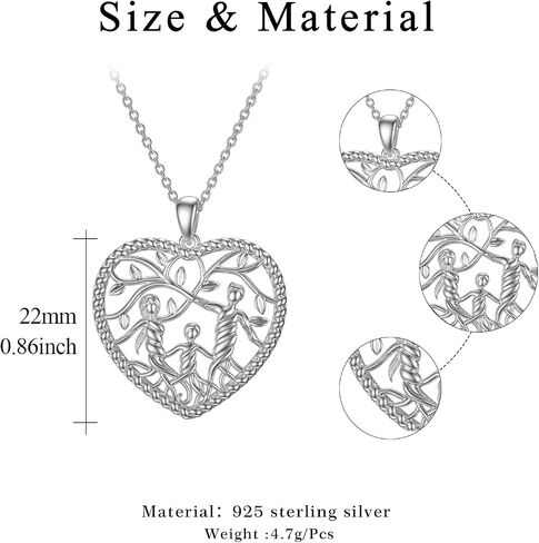 Tree of Life Necklace for Mum 925 Sterling Silver Mother Daughter Heart Pendant Tree Necklaces Mothers Day Gifts Gifts for Women Girls Wife Birthday in Saudi Arabia