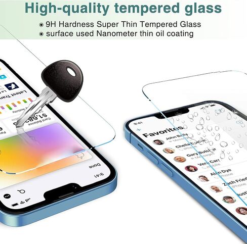 عبوتان من واقي الشاشة المتوافق مع هاتف iPhone 15 Pro Max [شاشة 6.7 بوصة] مع عبوتين من واقي عدسة الكاميرا الزجاجي المقوى المضاد للخدش، خالٍ من الفقاعات [4 عبوات] in Saudi Arabia