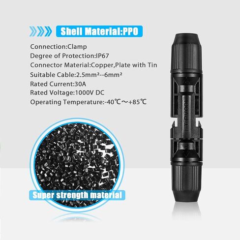 موصلات كابلات الألواح الشمسية ذكر / أنثى IP67 30A 1000V DC (5 أزواج) in Kuwait