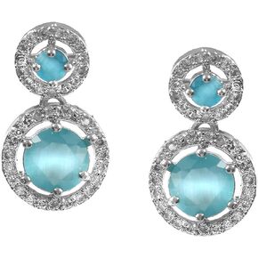 Jewarhaat Silver Plated Circular Cubic Zirconia Drop Indian Earrings for Women and Girls