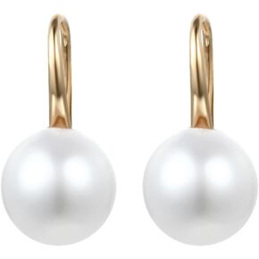 15MM White Pearl Drop Earrings Gold and Silver Plated Pearl Dangle Earring Fashion Jewelry for Women Girl