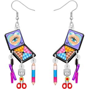 Acrylic Creative Valentines Day Makeup Dangle Drop Earrings Gifts for Women Cute Cosmetic Hypoallergenic Jewelry for Beauticians Party Decorations