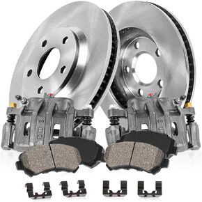 Callahan Front Replacement Calipers and Brake Disc Rotors and Ceramic Brake Pads + Hardware Brake Kit For Lexus ES300h ES350 Toyota Camry Avalon