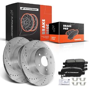 A-Premium 12.11 inch (308mm) Rear Disc Brake Rotors + Ceramic Pads Kit Compatible with Select Nissan and Infiniti Models - M35/M45 2006-2010, Q40, Maxima, EX35, EX37, G25, G35, G37, QX50, 350Z, 370Z
