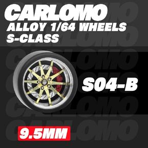 Carlomo 1/64 Scale Alloy Wheels with Brake Disc and Tires (Slicks) & Axles S-Class Detail Up Kits for Professional Modified Diecast Model Car Kit (S04-B)