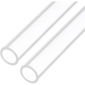 14" Clear Plastic Rigid Pipe 41mm x 45mm(1 5/8" x 1.75") Acrylic Tube Round Polycarbonate Tubing, [for Plumbing, Hydraulics, Aquarium, DIY] - 2Pcs