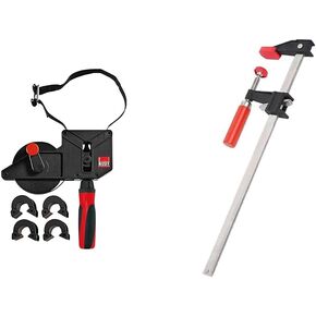 BESSEY VAS-23+2K-CB 23 ft Strap Clamp and Bessey 24 In 600 lb Clutch Style Bar Clamps, Woodworking Clamp Bundle
