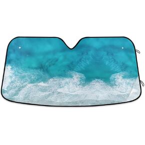 Funny Frog Car Windshield Sun Shade Green Lotus Leaves Car Sun Visor for UV Rays and Sun Heat Protection Dragonfly Summer Automotive Blocks Heat and Sun Foldable Sun Shield 55x28 Inches