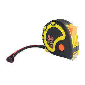 16 Feet (5m) Tape Measure Retractable Lockable Measuring Tape, Inch Scale/Metric Scale, Magnetic Hook, with Shock Absorbent Rubber Case, for Electricians Carpenter Surveyors Engineers