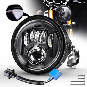 LEDUR C2 7Inch Round LED Motorcycle Headlights with Housing Bucket Hi/lo DRL Turn Signal Beam lamp Motorcycle Ring Angle Eyes Lights 2023 Headlight Housing Bucket for Motorcycle Touring Road King