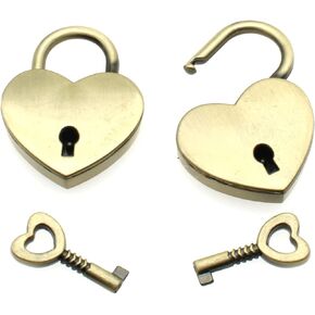 4 Pcs Heart Shaped Padlock Antique Mini Padlock Retro Style Box Lock with Key for Jewelry Box Small Wooden Box(Silver)
