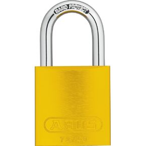 ABUS Yellow 72/40 Lockout Tagout Padlock w/ 1" Shackle, Single Padlock, Keyed Alike, 1 Padlock with 2 Keys