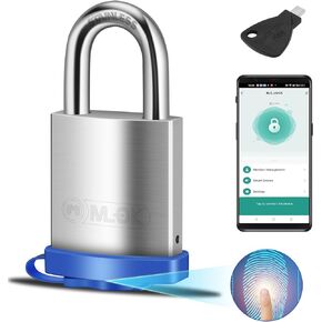 IP68 Waterproof Fingerprint Padlock with Tuya App Control, Weatherproof Outdoor Smart Padlock, SUS304 Shackle and Chrome Plated Brass Body High Security Padlock for Outdoor Use
