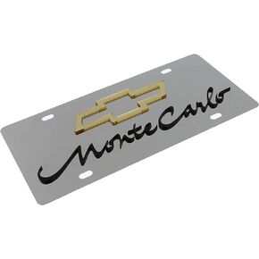 Gold Bowtie Dual Logo License Plate for Chevy Monte Carlo (Chrome)