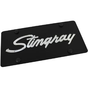 Chevrolet Corvette Stingray License Plate on Black Steel