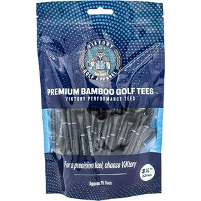 Premium Performance Golf Tees - 3-1/4" (83mm) - 75 Pack - Black/Blue - Resealable Bag