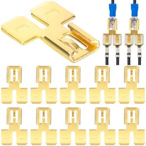 12pcs Brass Spade Connector Quick Disconnect Non Insulated Male Single Female Tab Slip