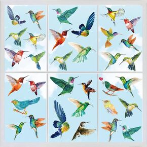 Whaline 45Pcs Large Size Hummingbird Window Clings Anti-Collision Window Clings Decals to Prevent Bird Strikes on Window Glass for Spring Home Kid Room Classroom Decor Party Supplies, 7.9x11.8 Inch