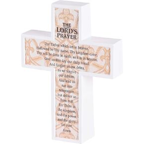 Dicksons KJV The Lords Prayer, Multicolor 5.5 x 4.25 Inch Resin Tabletop Block Cross Sign Plaque