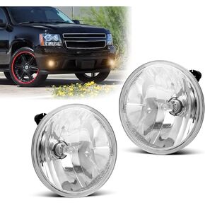 Fog Lights Assembly for 2007 2008 2009 2010 2011 2012 2013 2014 Chevy Suburban/Tahoe, Replacement Kit for 2007-2013 Avalanche,2010-2013 Camaro,2015-2022 Colorado with Halogen Bulbs Clear Lens