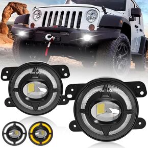 4-Inch LED Fog Lights with DRL & Turn Signals - Compatible with 2019 2020 2021 2022 Jeep Wrangler JL & JT - Complete Jeep Wrangler Fog Lamp Replacement Kit (1 Pair)
