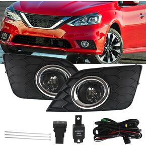 2Pcs Fog Lights Assembly Replacement for 2016-2019 Sentra with Front Bumper Bezel Wires Switch Bulbs Driver & Passenger Side