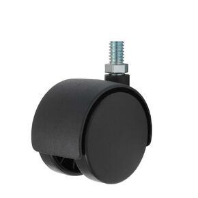 TWHN-50N-M31-BK 2" Diameter Nylon Wheel Hooded Non-Brake Caster, 10 mm Diameter x 15 mm Length Threaded Stem, 110 lb Capacity Range, Black