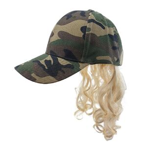 Mullet Camo Hat with Attached Brown Hair Wig for an USA All American Camouflage Country Costume Quality Wig