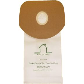 Casa Vacuums Eureka BV-2 Bags Fit Sanitaire, Backpack, Carpet Pro, Piranha, & Tornado, Compatible with OEM Part # 62370 (10)