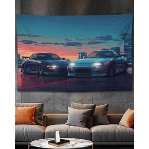 QEOPGNE Car Tapestry Wall Hanging Car Flag Large Wall Art Anime Jdm Sport Car S13 Mk4 Japanese Wall Tapestry for Bedroom Living Room Decor for Men and Women 40"x60"