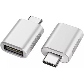 USB to Type-C Connector Adapter USB C Adapter to USB 3.0, USB C to USB Adapter, USB C Adapter, Micro USB Compatable with Laptop, Tablet and Phone with Type-C Connector (2 Pack, Silver)