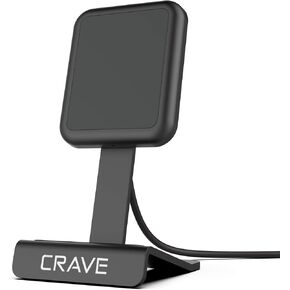 حامل شحن لاسلكي Crave، شاحن لاسلكي سريع 10 واط، وسادة شحن لاسلكية معتمدة من Qi لهواتف iPhone 12، 11، Xs، XR، 8، Samsung Note 20، Note 10، Note 9، S21، S20، S10 - أسود in Kuwait