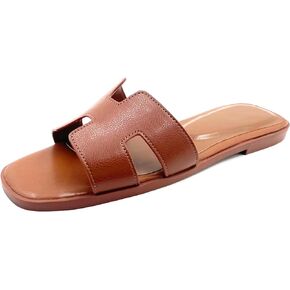 Women's Flat Sandals.Flat Sandals with Unique Design, PU Leather Handcrafted Slippers,Versatile for Vacation, Home, Casual Wear, Gift