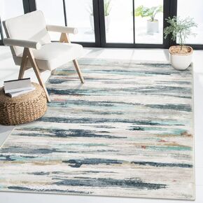 5x7 Washable Area Rugs - Non Slip 5x7 Colorful Abstract Rug for Living Room Soft Modern Striped Area Rug Low Pile Floor Carpet Accent Rug for Bedroom Dinning Room Office