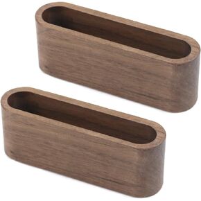 2PCS Wooden Business Card Holder Oval Wood Business Holder Boxes for Office Desktop