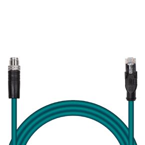 Ethernet Cable, M12X and RJ45 Plugs (5M/16FT)
