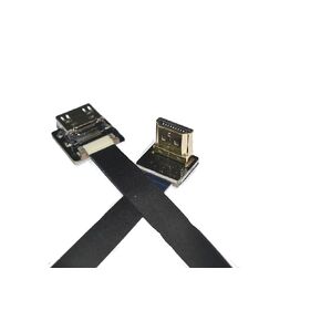 Soft Flat Slim Thin HDMI FFC FPV HDMI Cable Standard HDMI Female Plug to Standard HDMI Male 90 Degree Raspberry Gimbal rig Aerial Shooting FPV Black (20CM)