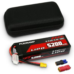 3S Lipo Battery 11.1V 50C 5200mAh with XT60 Plug High Capacity RC Cars Battery Fit for RC Car Model, RC Racing Car Truck Tank Boat Heli Airplane Quadcopter Helicopter with Battery Storage Box