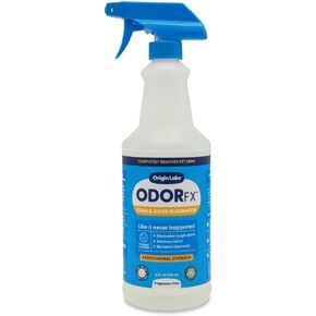 OdorFx Pet Stain and Odor Remover for Pet Stains and Odors, Fragrance Free Rug, Upholstery, and Carpet Cleaner Solution, Probiotics and Enzyme Cleaner Spray No Harsh Chemicals, 32 Fl Oz