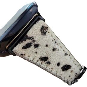 DSAAplus Furry Cow Leather Band For Fitbit Versa 3/Sense, Fitbit Versa 2,Versa,Versa Lite Edition, Cow Print Genuine Leather Strap Replacement Wristband Bracelet