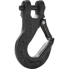 3/8'' Black Winch Hook Heavy Duty, Forged Steel Hook SUV Winch Hook with Safety Latch, Winch Tow Clevis Slip Hook for Synthetic Rope Winch Cable