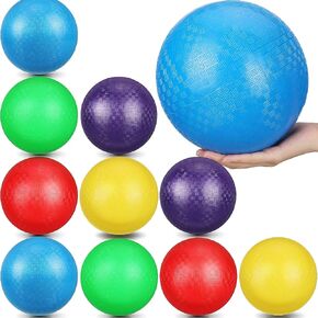 Jerify 10 Pcs Dodgeball Playground Balls, Colorful Bouncy Balls Inflatable PVC Play Kickball Dodgeballs for Kids and Adults in Ball Games, Gym, Yoga Exercises, School Party Supplies