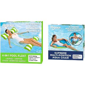 Aqua Original 4-in-1 Monterey Hammock Pool Float & Water Hammock – Multi-Purpose, Inflatable Pool Floats for Adults – Patented Thick, Non-Stick PVC Material