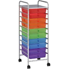 ECR4Kids 12-Drawer Mobile Organizer, Storage Cart, Grey Ombre