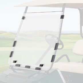 KEMIMOTO Foldable Golf Cart Windshield Compatible with Club Car DS 2000+, Anti-UV and Impact-Resistant Acrylic (Clear)