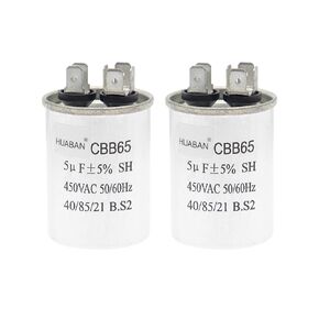 2 Pieces 16 uF Start Capacitor CBB65 450V 50/60Hz Aluminum Shell for Air Conditioner