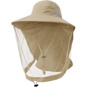 Head Net Hat Safari Hat Sun Hat UPF 50+ Sun Protection Fishing Boonie Hat with Netting Net Mesh for Men & Women
