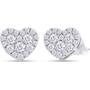 SAVEARTH DIAMONDS 1 Carat Round Cut Lab Created Moissanite Diamond Heart Shaped Cluster Stud Earrings In 14K Gold Over Sterling Silver Jewelry For Women (G-H Color, VVS1 Clarity, 1 Cttw)