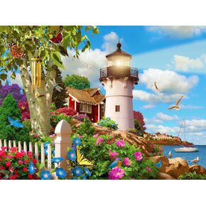 Springbok's Coastal Illumination 500 Piece Jigsaw Puzzle for Adults Features an Idealic Costal Retreat - Made in The USA