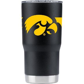 Gametime Sidekicks Iowa Hawkeyes 20oz Black Tumbler - Officially Licensed, 18/8 Stainless Steel, Double-walled, Vacuum-insulated, UV LED Printed Logos, Sweatless, Stays Hot/Cold - 360 Wrap